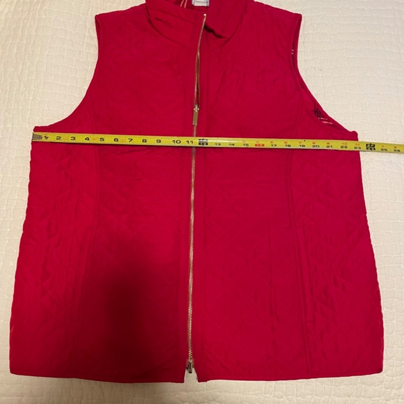 Chicos Red Vest with Plaid Interior - Picture 4 of 5